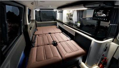 Configurable passenger cabin with folding seating and rear entertainment