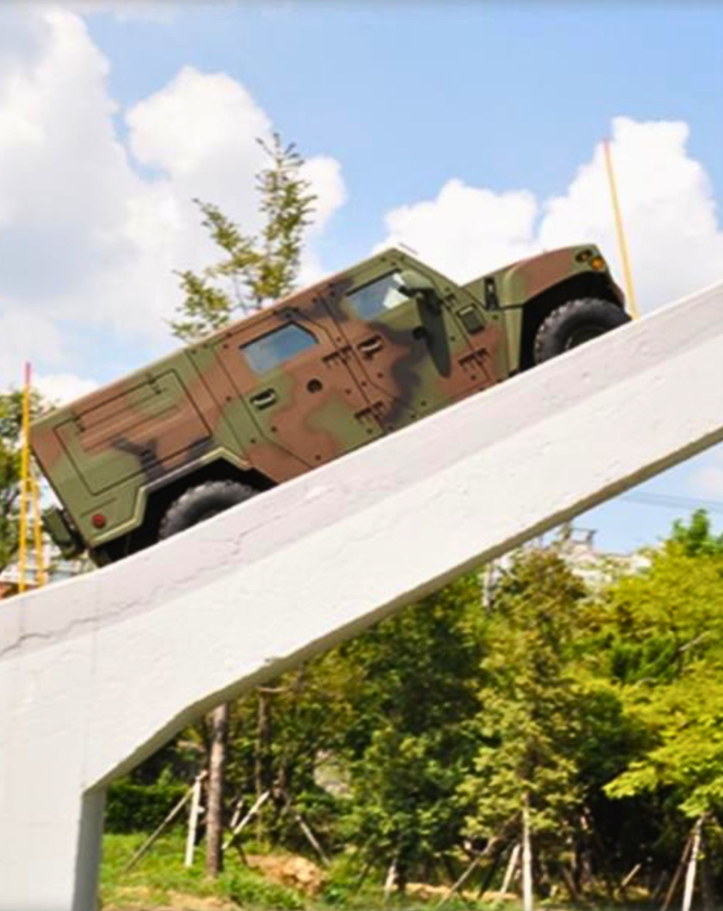 KLTV181 cresting a steep concrete gradient ramp during trials