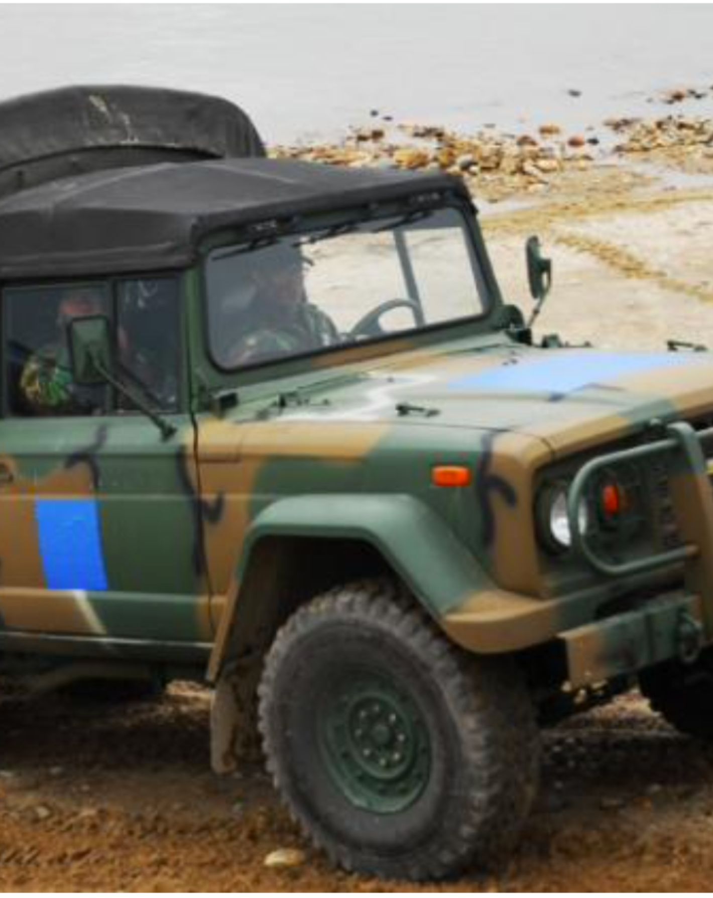 KM450 with soft top fitted on a beach crossing